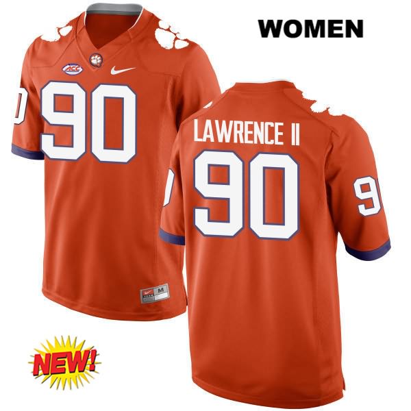Women's Clemson Tigers #90 Dexter Lawrence Stitched Orange New Style Authentic Nike NCAA College Football Jersey DMZ0246OU